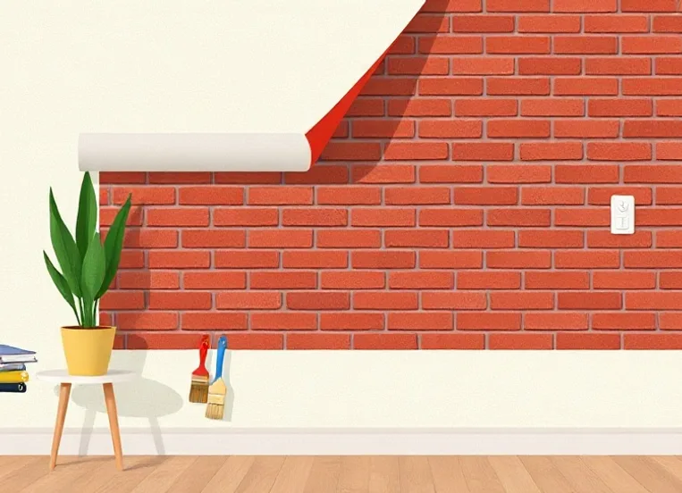 Pose de papier peint, rouleau et brosse à maroufler